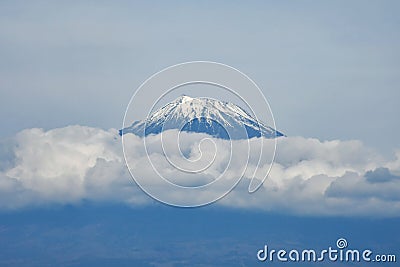 View of Mount Fuji from Shin-Fuji Station Stock Photo