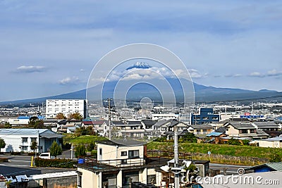 View of Mount Fuji from Shin-Fuji Station Editorial Stock Photo