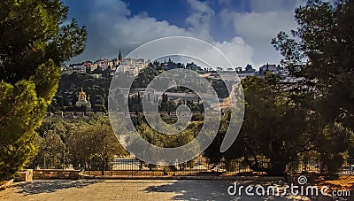 View of Mount of Olives in Jerusalem Stock Photo