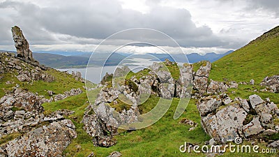 View from the mountain Ben Tianavaig towards the South, Isle of Skye, Highlands, Scotland, UK Stock Photo