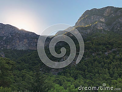 View of mountain in the forest in Kabak Mugla Turkey Stock Photo