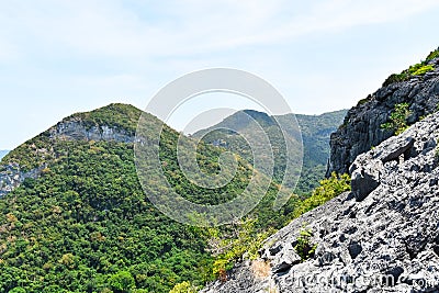 View of the mountain landscape in Ang Thong Marine Park Stock Photo