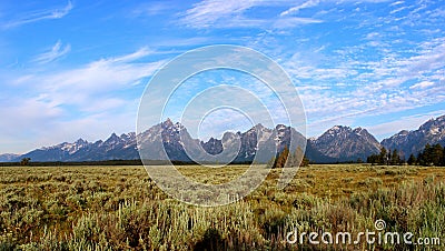 View of the mountain range in the Grand Tetons Stock Photo