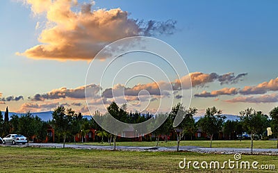 View on the mountain village Stock Photo