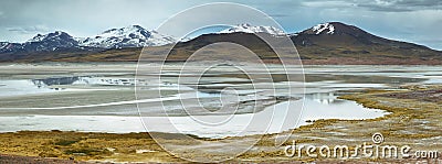 View of mountains and Aguas calientes or Piedras rojas salt Lake in Sico Pass Stock Photo