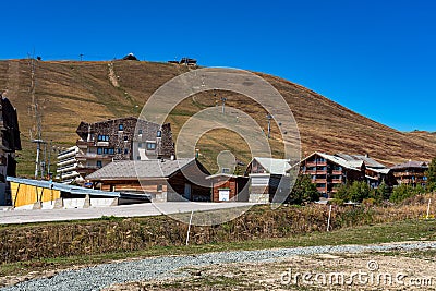 View of the mountains around Alpe d`Huez in the french Alps, France Stock Photo