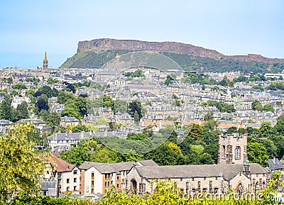 View of mountains and Edimburgh city from Blackford hill Stock Photo