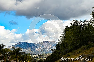 View of the Mountains from the Suburbs of San Diego Stock Photo