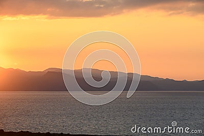 view of the mountains and sunset of the Mediterranean Sea in Cyprus 2 Stock Photo