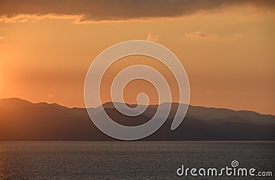 view of the mountains and sunset of the Mediterranean Sea in Cyprus 3 Stock Photo