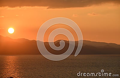 view of the mountains and sunset of the Mediterranean Sea in Cyprus 4 Stock Photo