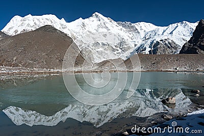 View of Mt Cho Oyu, Gokyo, Solu Khumbu, Nepal Stock Photo