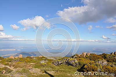 View from Mt Wellington lookout. Stock Photo