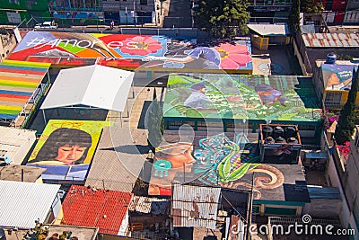 Murals in Iztapalapa Editorial Stock Photo