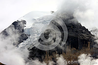 View from Murren on the Swiss mountain Grosshorn Stock Photo