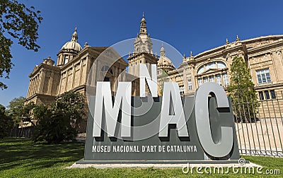 View of the Museu Nacional d`Art de Catalunya. MNAC is the national museum of Catalan visual art located in Barcelona, Catalonia, Editorial Stock Photo
