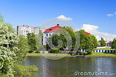 View of the Museum, former Stadthalle, from the Bottom of the lake Editorial Stock Photo