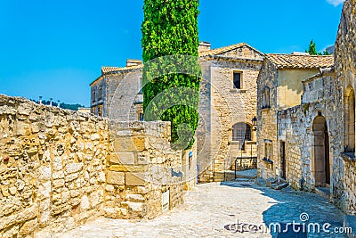 View of a narrow street in the historical center of Les Baux de Provence, France Stock Photo