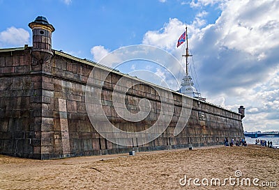 A view of the Naryshkin bastion and the Flag tower. Editorial Stock Photo