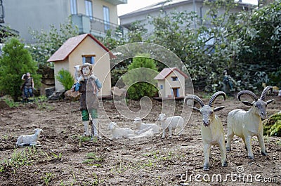 View of nativity scene, in Italian called Presepe Stock Photo