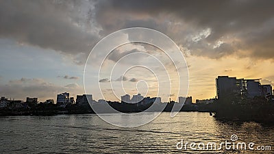 View of the nature during evening near a lake Stock Photo