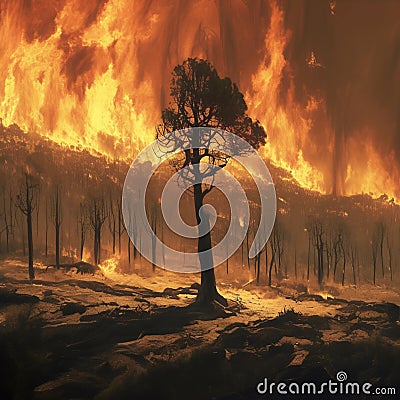 view Nature in peril Forest fire wreaks havoc, damaging natural habitats Stock Photo