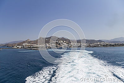 View on Naxos town from ferry, Greece Editorial Stock Photo