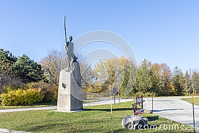 Ned Hanlan statue at Hanlan's Point, Toronto Islands, Canada Editorial Stock Photo