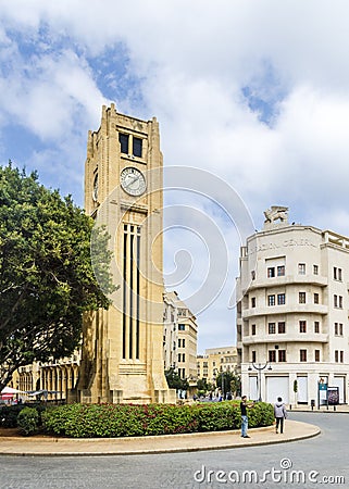 Nejmeh square in downtown Beirut with the iconic clock tower, Beirut, Lebanon Editorial Stock Photo