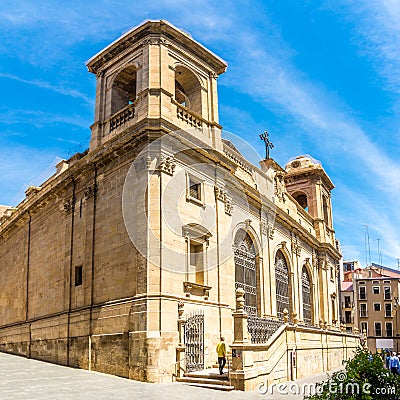 View at the New Cathedral in the streets of Lleida in Spain Editorial Stock Photo