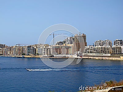 The view of new houses of Sliema, Malta Stock Photo