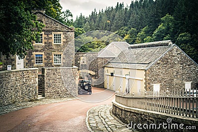 View of New Lanark Heritage Site, Lanarkshire in Scotland, United Kingdom. Stock Photo