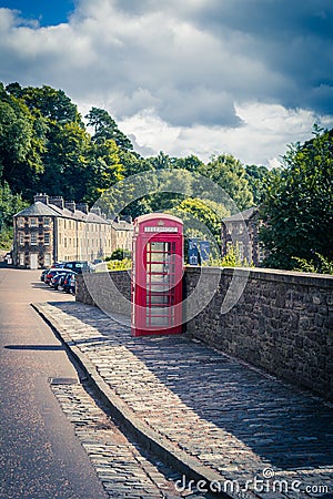 View of New Lanark Heritage Site, Lanarkshire in Scotland, United Kingdom Editorial Stock Photo