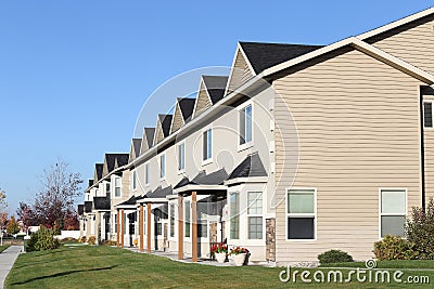 The repetitve lines and features of a modern apartment complex Stock Photo