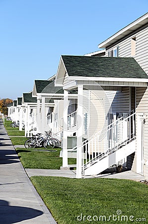 The repetitve lines and features of a modern apartment complex Stock Photo