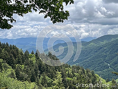 A view from the Newfound Gap parking lot in the Great Smoky Mountains Stock Photo