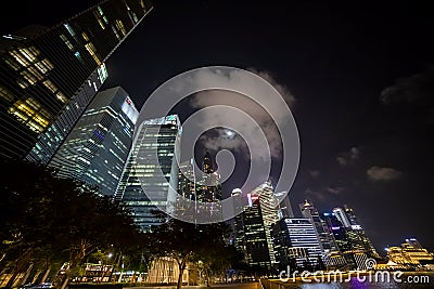 view of the night metropolis. lluminated skyscrapers Editorial Stock Photo