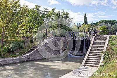 The nine locks of Fonseranes - Beziers in the department of Herault - Occitania - France Stock Photo