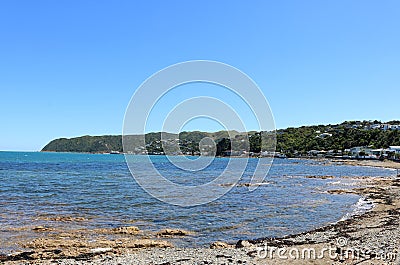 View north along coast at Plimmerton, New Zealand Stock Photo