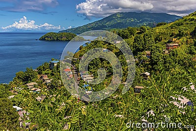 A view northward towards Mount Soufriere in Saint Vincent Stock Photo