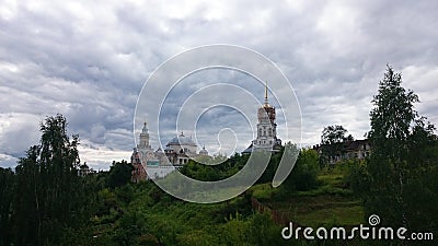 View on Novotorgsky Borisoglebsky Monastery in Torzhok. It is a town in Tver Oblast, Russia, located on the Tvertsa River. Torzhok Stock Photo