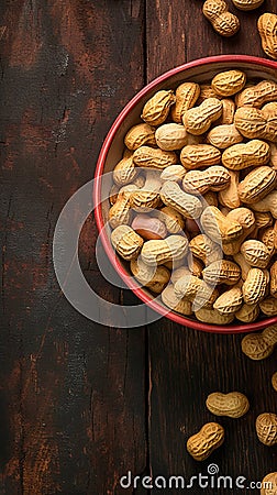 view Nutty delight Peanuts in a bowl, ready for snacking Stock Photo
