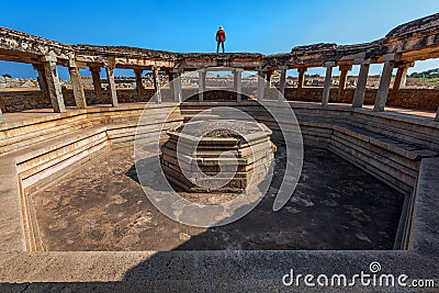 View of Octagonal Bath, Hampi, Karnataka, India Editorial Stock Photo