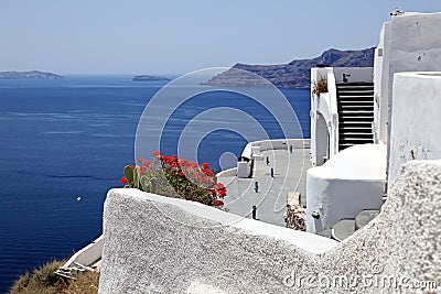 View of Oia and the Caldera of Santorini, Greece Stock Photo