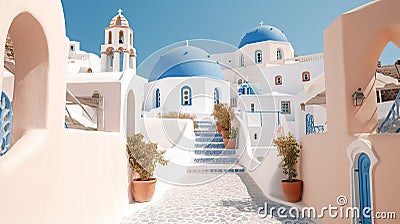 View of Oia town in Santorini island in Greece -- Greek landscape Stock Photo
