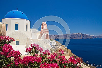 View of Oia village. Santorini, Greece Stock Photo