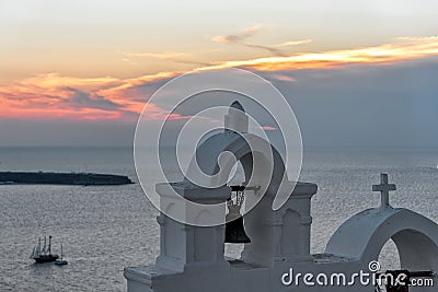 Oia village at the sunset - Aegean sea - Santorini island - Greece Stock Photo