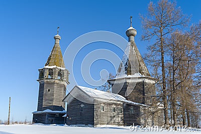 View of the old church of the Epiphany 1787. Village of Pogost Stock Photo