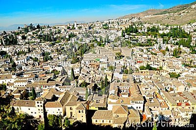 View at old city and mountains Stock Photo