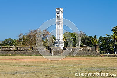 View of the old Clock Tower. Matara, Sri Lanka Stock Photo